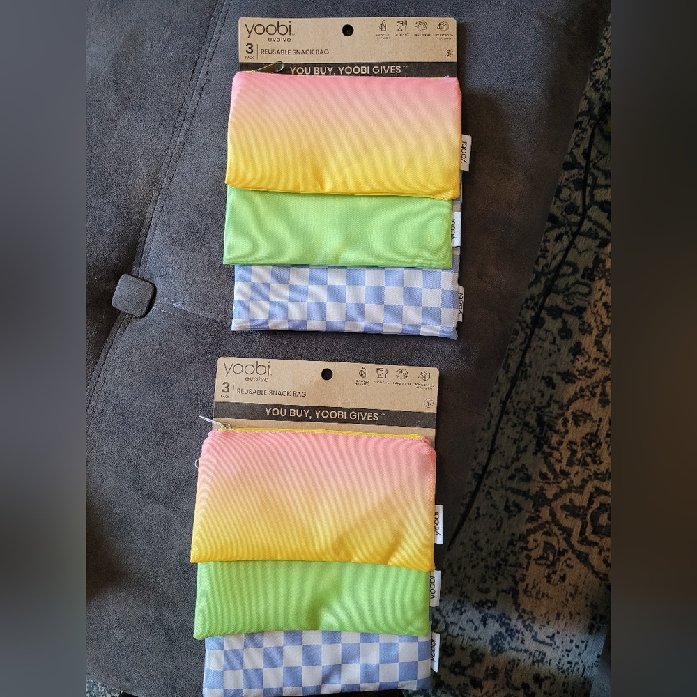 2 Yoobi Reusable Snack Bags 3 bags/pack
